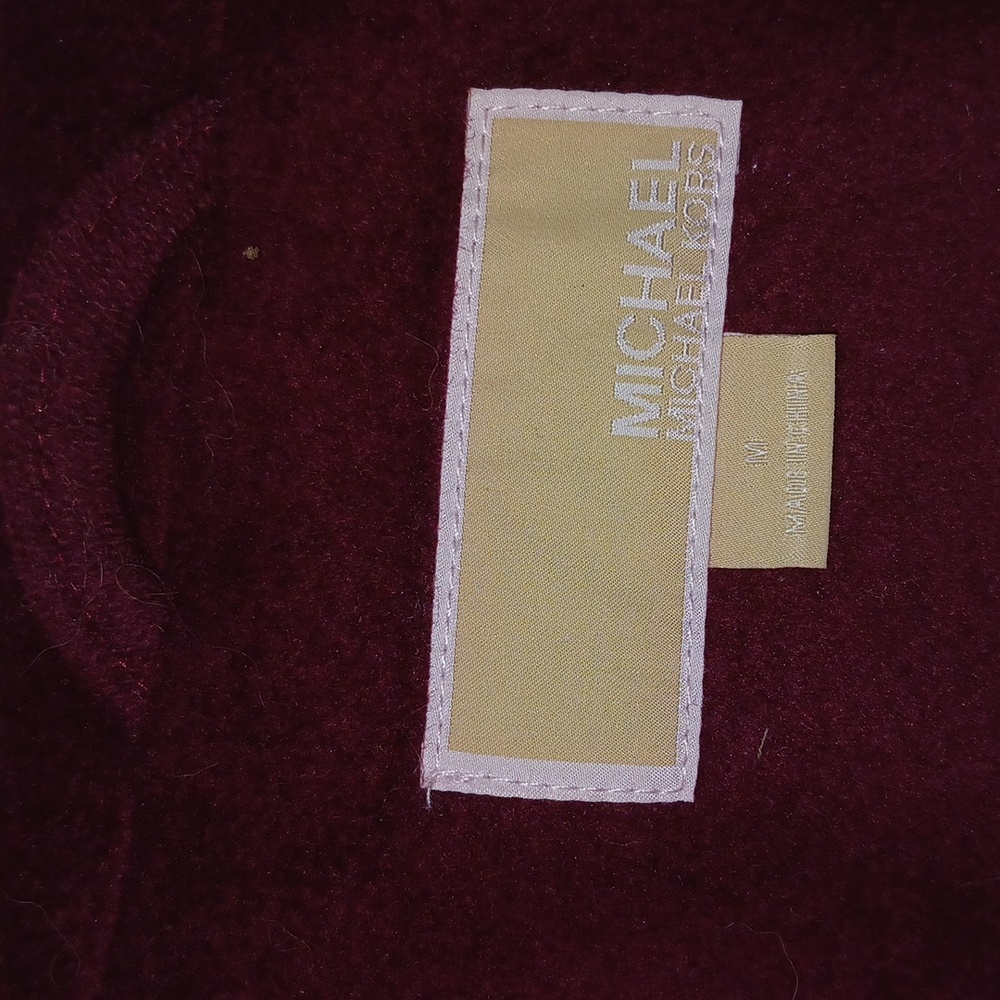 NWT Michael Kors Knee-length Burgundy Button/waist tie Peacoat. Size 10. - Picture 6 of 7